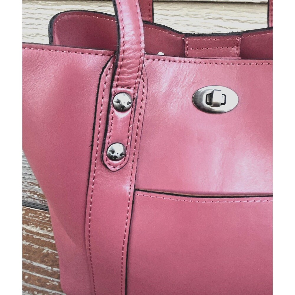 Patricia Nash Darby Tote Leather Crossbody Bag Turn Lock - Pink - Picture 3 of 16